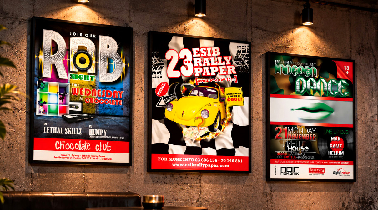 Poster-led editorial and event graphics